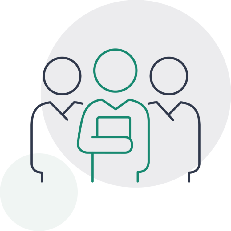 icon of three people with one holding a file