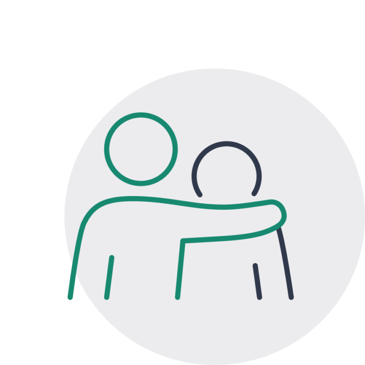 icon of person with arm around shoulder of another